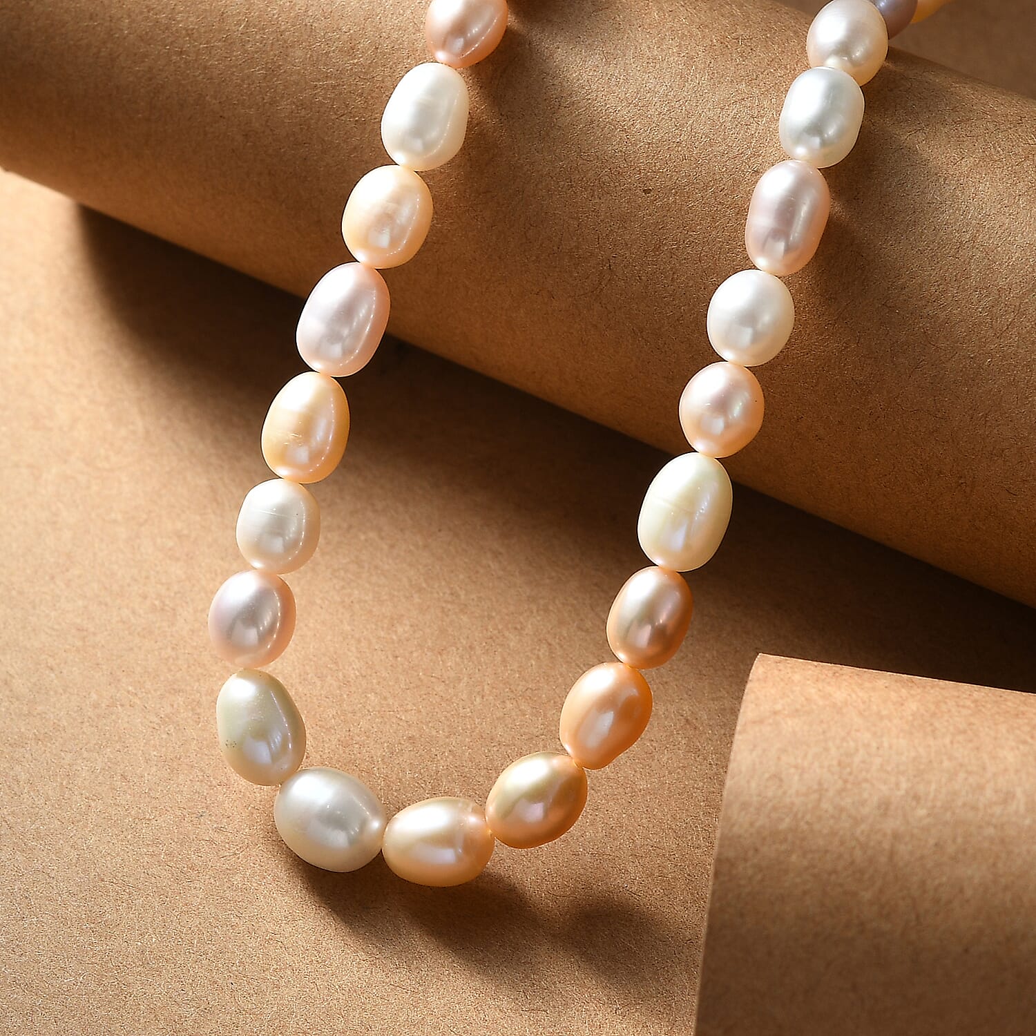Multi Color Fresh Water Pearl Necklace (Size - 18-2 Ext) with Lobster Clasp in 18K Vermeil Yellow Gold Plated Sterling Silver 132.00 Ct.