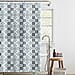 Country Club Retro Monochrome Honeycomb Design Shower Curtain with Hooks (180x180cm) - Black & White