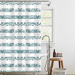 Country Club Stylish Geometric Tiles Pattern Shower Curtain with Hooks