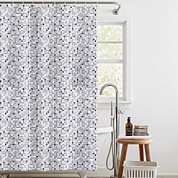 Country Club Stylish Geometric Tiles Pattern Shower Curtain with Hooks