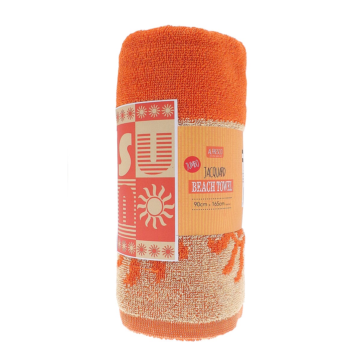 Country Club Jacquard Sun Pattern Jumbo Bath and Beach Towel (Size 165x90cm) - Orange
