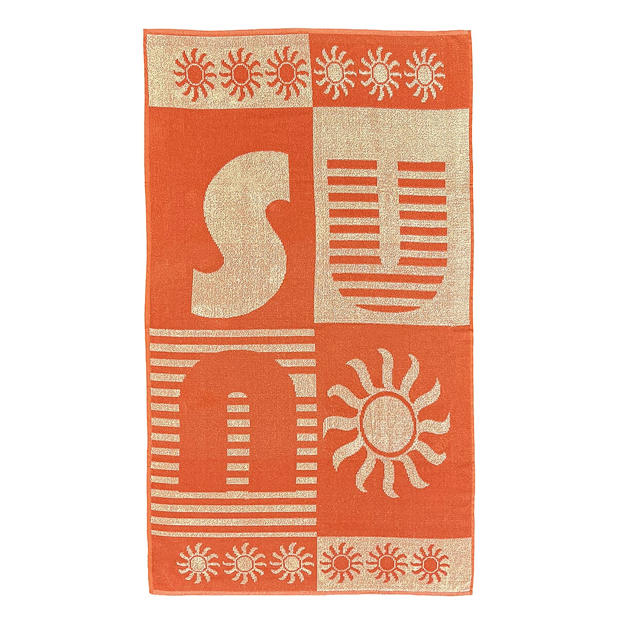 Country Club Jacquard Sun Pattern Jumbo Bath and Beach Towel (Size 165x90cm) - Orange