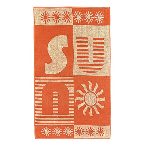 Country Club Jacquard Sun Pattern Jumbo Bath and Beach Towel (Size 165x90cm) - Orange
