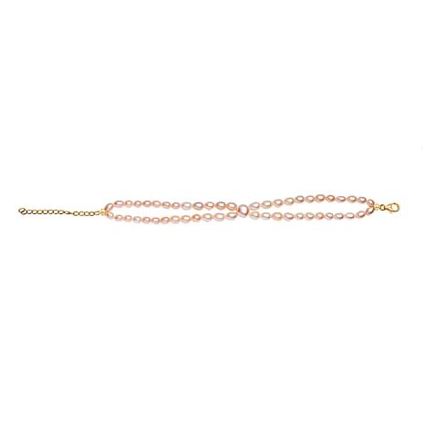 Fresh Water Pearl Bracelet (Size - 7.5-2 Ext) in 18K Vermeil Yellow Gold Plated Sterling Silver 60.00 Ct.