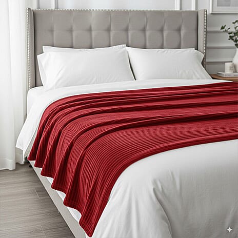 CYBER MONDAY DEAL - HUSH HAVEN Ultra Soft Double Layer Faux Fur Blanket (200 x 165 cm) - Burgundy