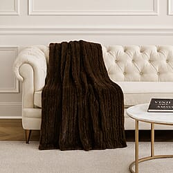 THE OPULENT LUXURY - HUSH HAVEN Ultra Soft - Warm Sumptuous Double Layer Sherpa Faux Fur Blanket 680 GSM (180 x 150 cm)- Dark Brown