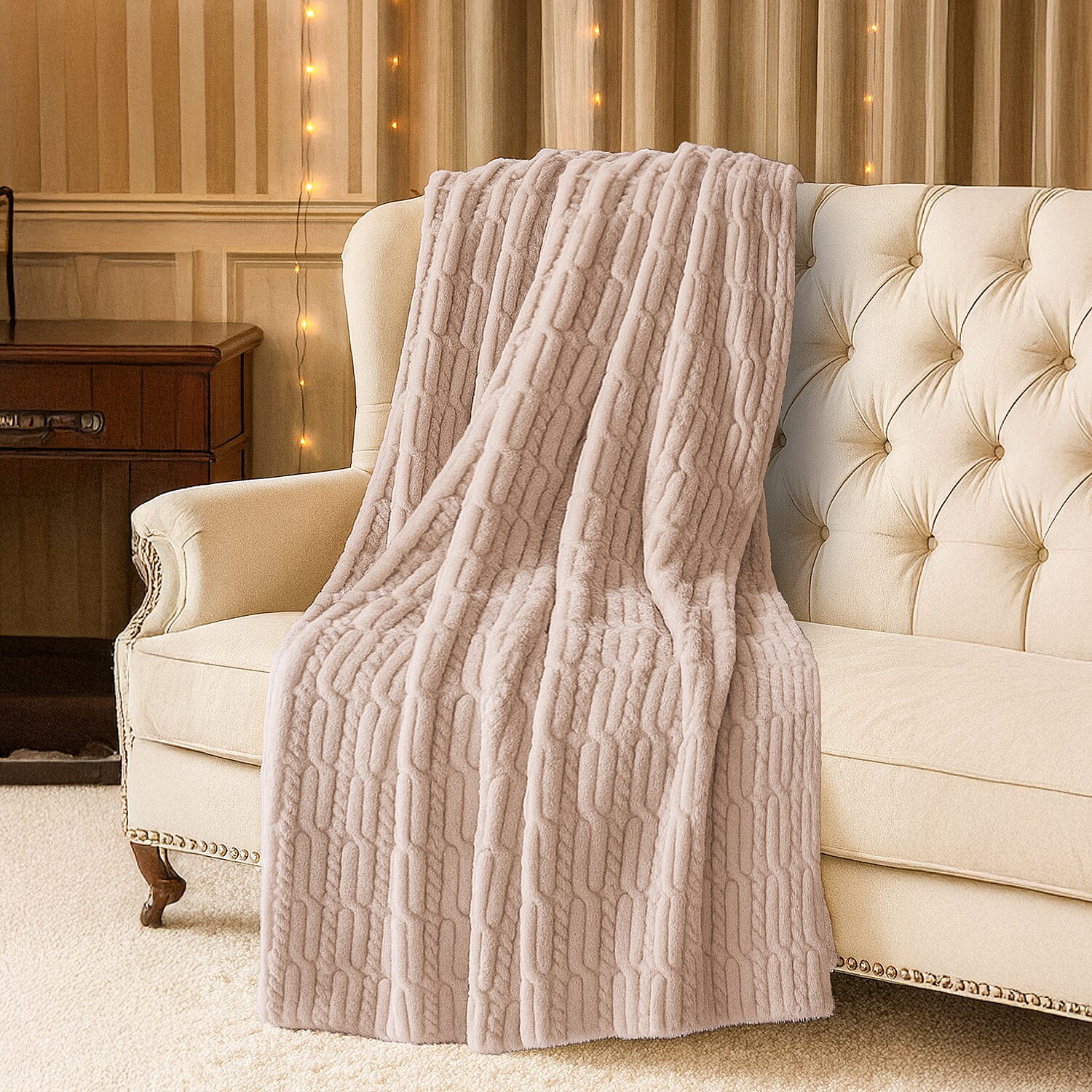 THE OPULENT LUXURY - HUSH HAVEN Ultra Soft - Warm Sumptuous Double Layer Sherpa Faux Fur Blanket 680 GSM (180 x 150 cm) (180 x 150 cm) - Cream
