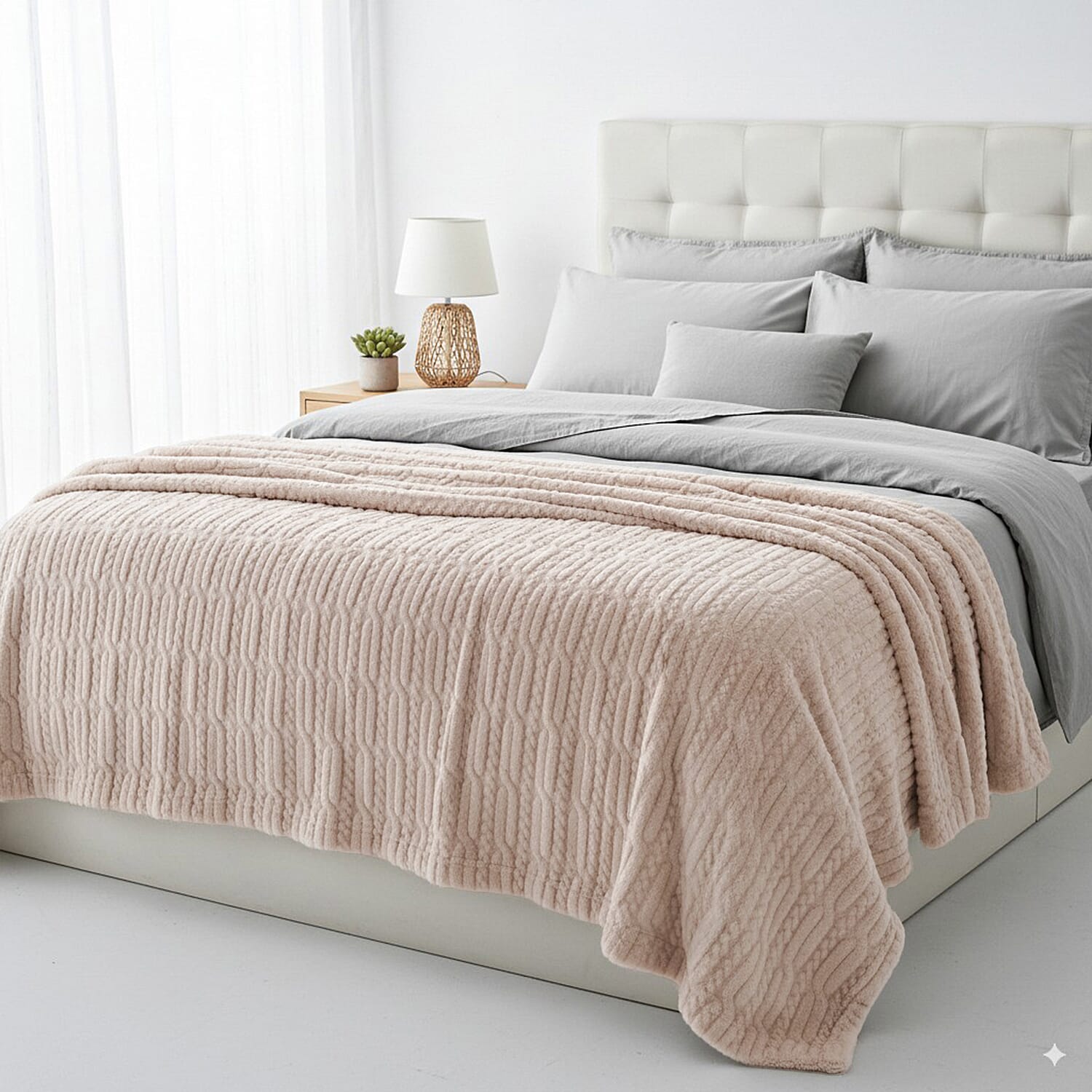 THE OPULENT LUXURY - HUSH HAVEN Ultra Soft - Warm Sumptuous Double Layer Sherpa Faux Fur Blanket 680 GSM (180 x 150 cm) (180 x 150 cm) - Cream