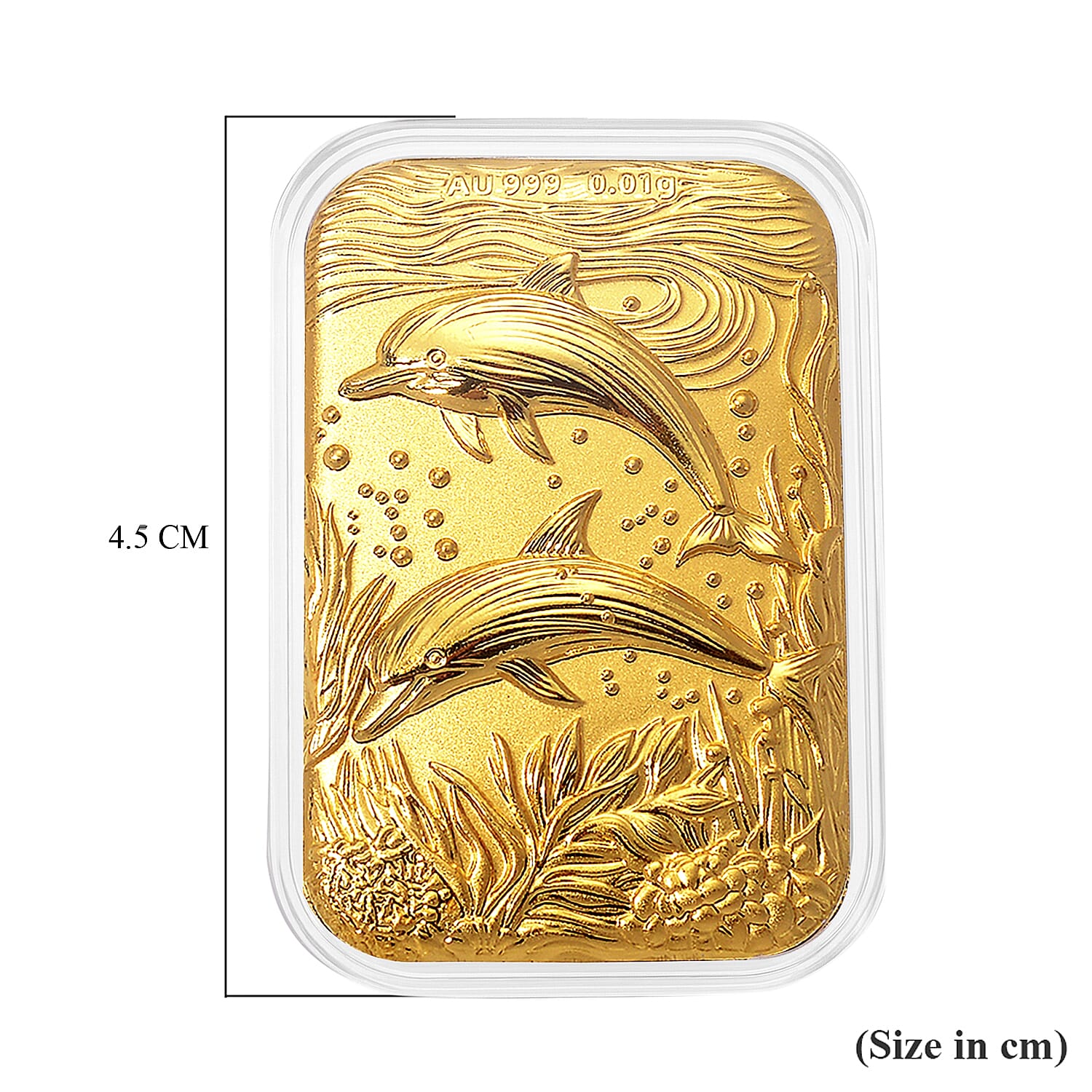 24K Yellow Gold (99.9% Purity) Dolphin Embossed Collectible (39.85 x 25.95 mm)