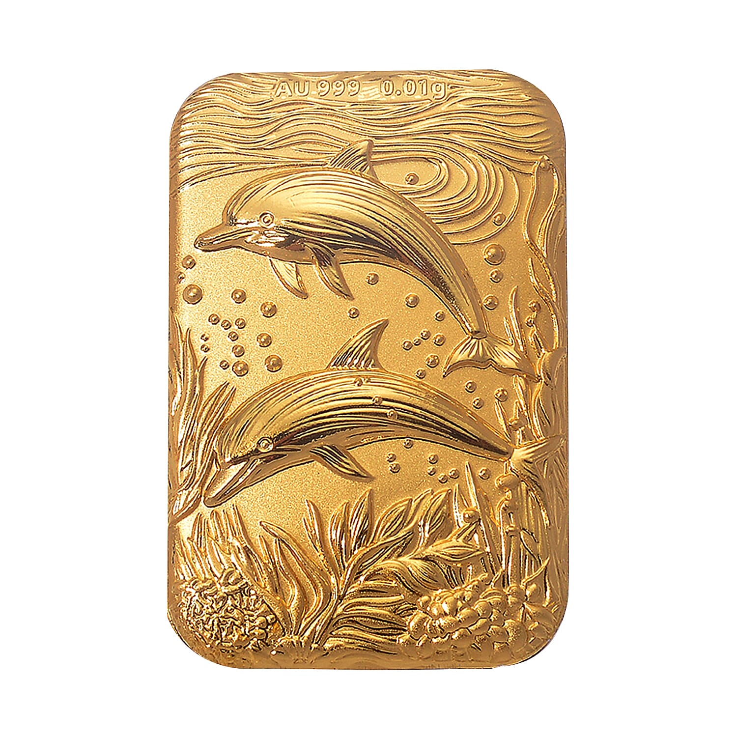 24K Yellow Gold (99.9% Purity) Dolphin Embossed Collectible (39.85 x 25.95 mm)