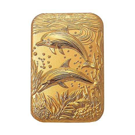 24K Yellow Gold (99.9% Purity) Dolphin Embossed Collectible (39.85 x 25.95 mm)