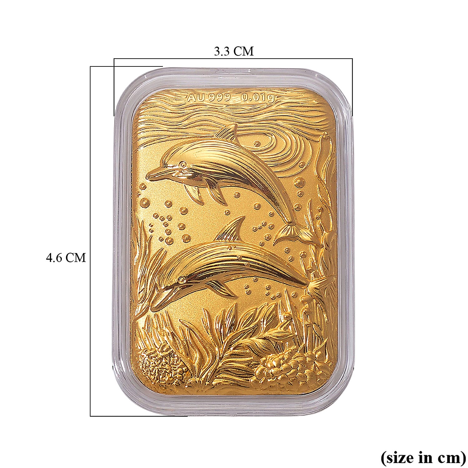 24K Yellow Gold (99.9% Purity) Dolphin Embossed Collectible (39.85 x 25.95 mm)