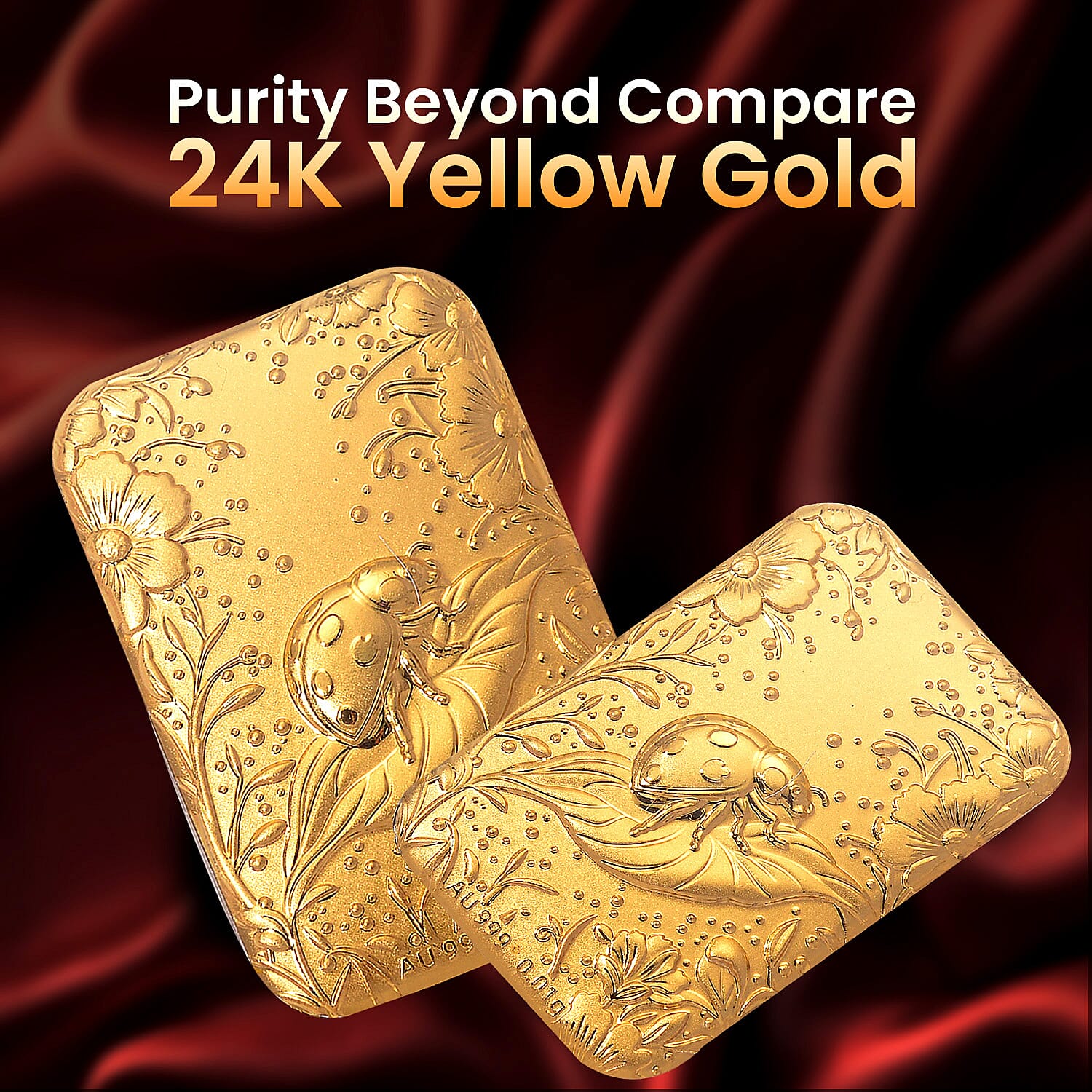 24K Yellow Gold (99.9% Purity) Ladybird Embossed