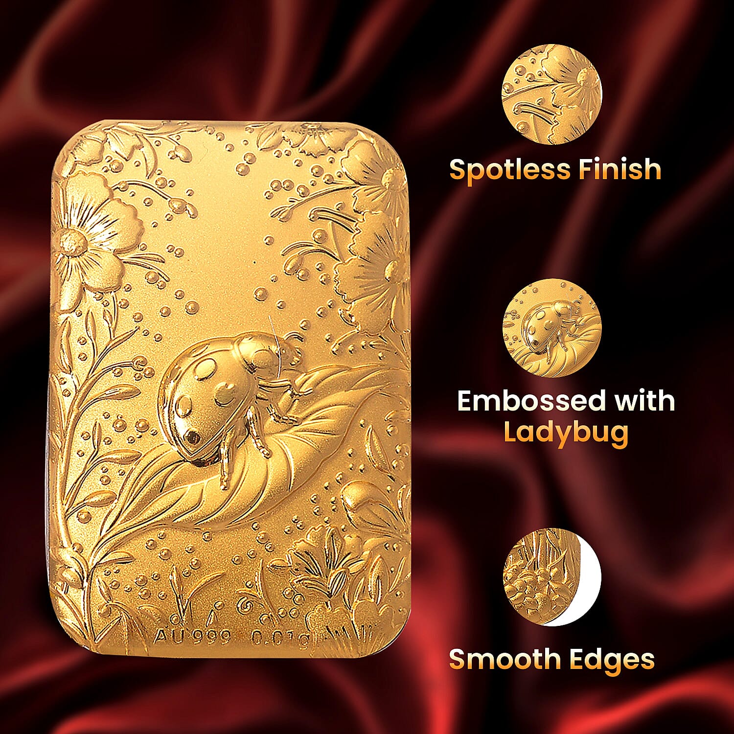 24K Yellow Gold (99.9% Purity) Ladybird Embossed