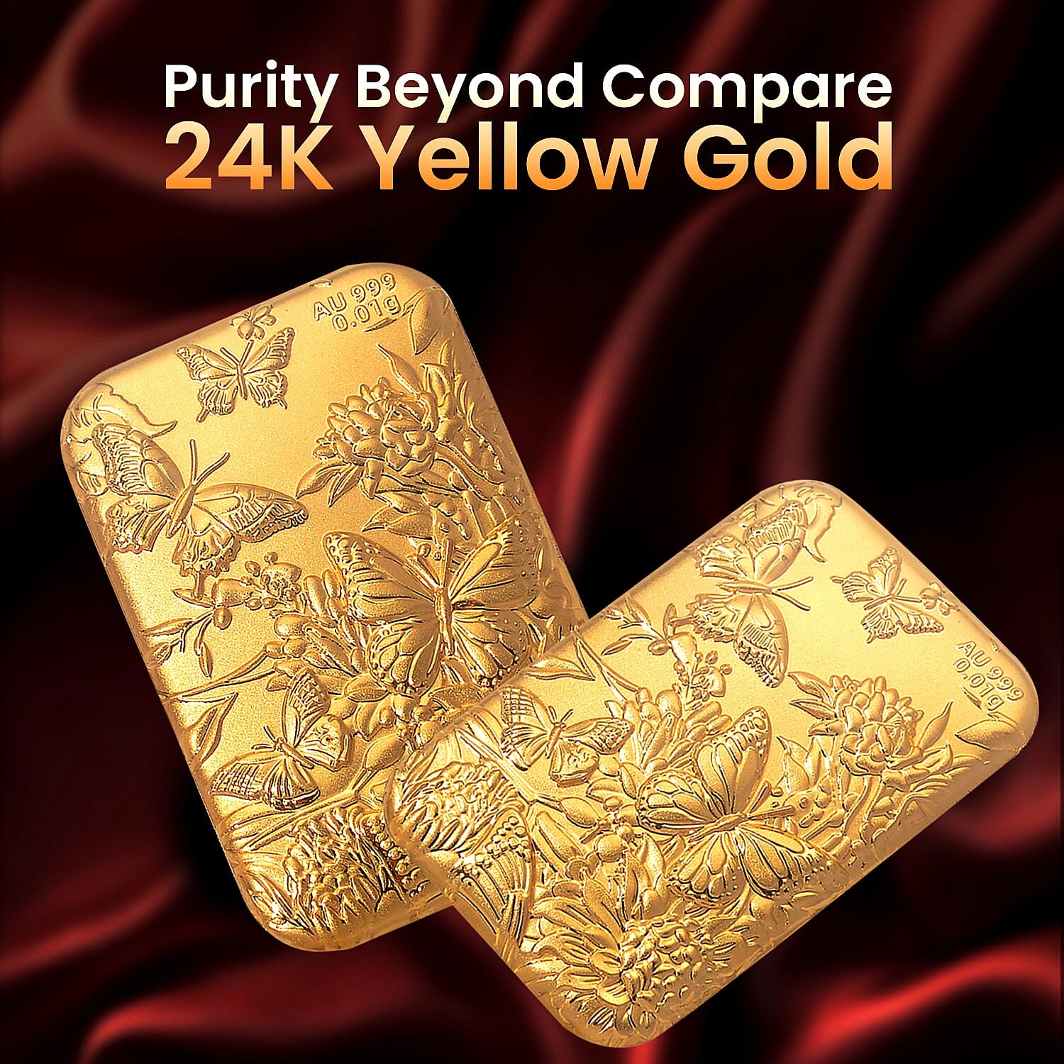 24K Yellow Gold (99.9% Purity) Butterfly Embossed Collectible