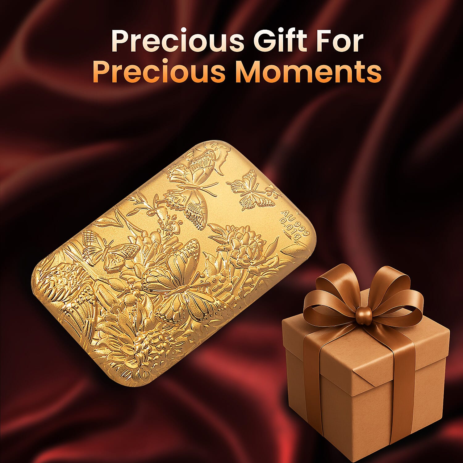 24K Yellow Gold (99.9% Purity) Butterfly Embossed Collectible 24K Yellow Gold (99.9% Purity) Butterfly Embossed Collectible