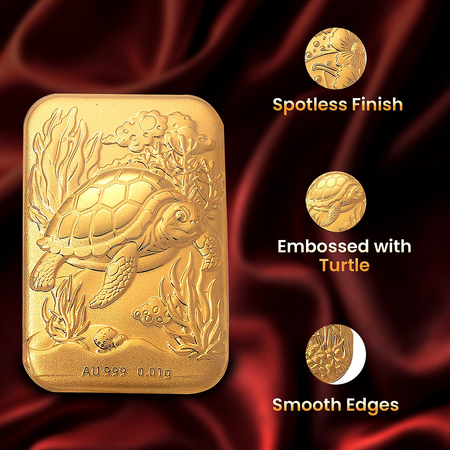 24K Yellow Gold (99.9% Purity) Turtle Embossed