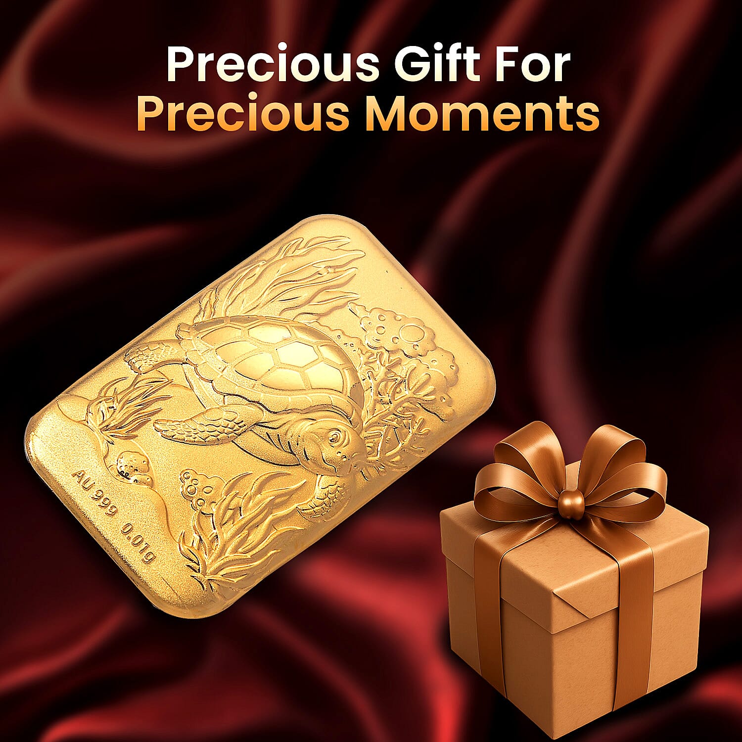 24K Yellow Gold (99.9% Purity) Turtle Embossed