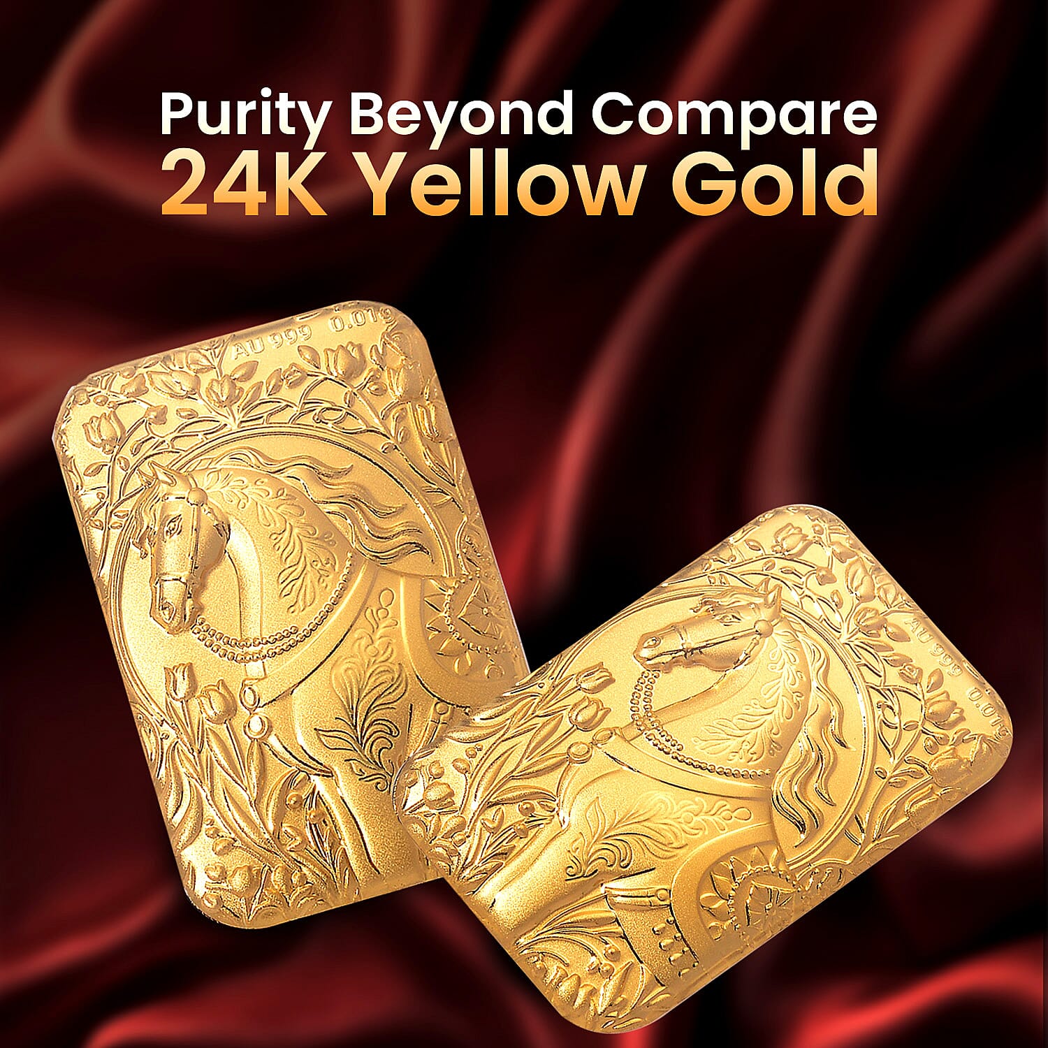 24K Yellow Gold (99.9% Purity) Horse Embossed Collectible