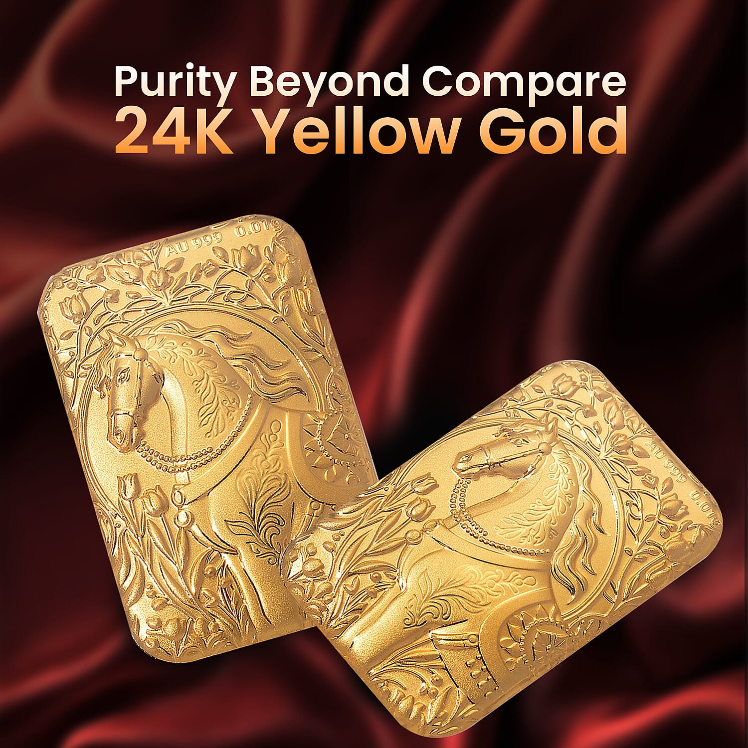 24K Yellow Gold (99.9% Purity) Horse Embossed Collectible