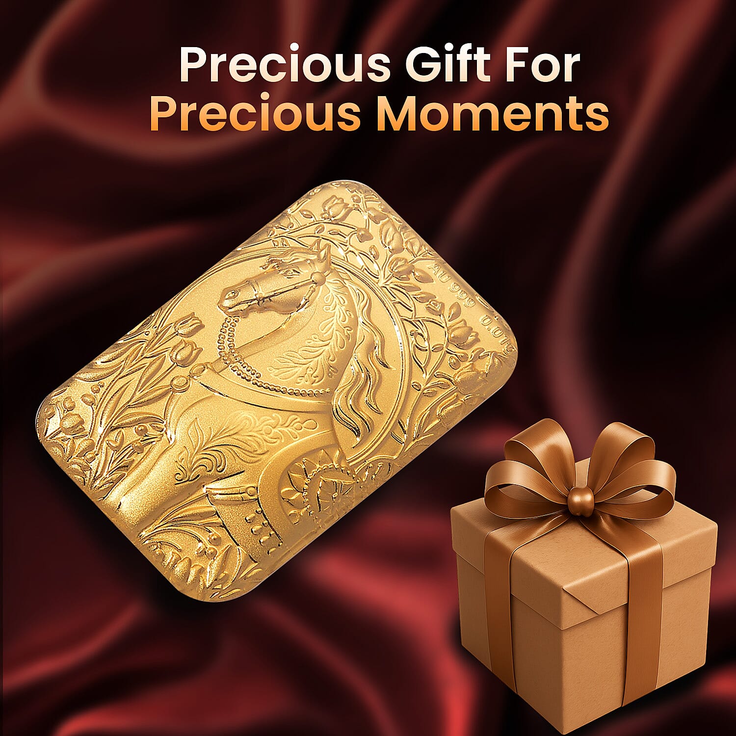 24K Yellow Gold (99.9% Purity) Horse Embossed Collectible