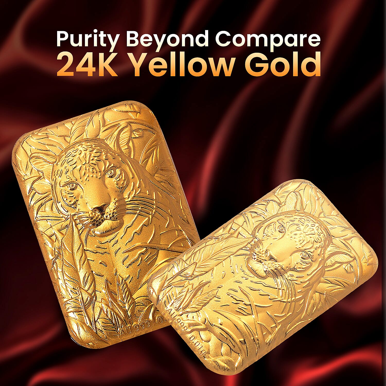 24K Yellow Gold (99.9% Purity) Leopard Embossed
