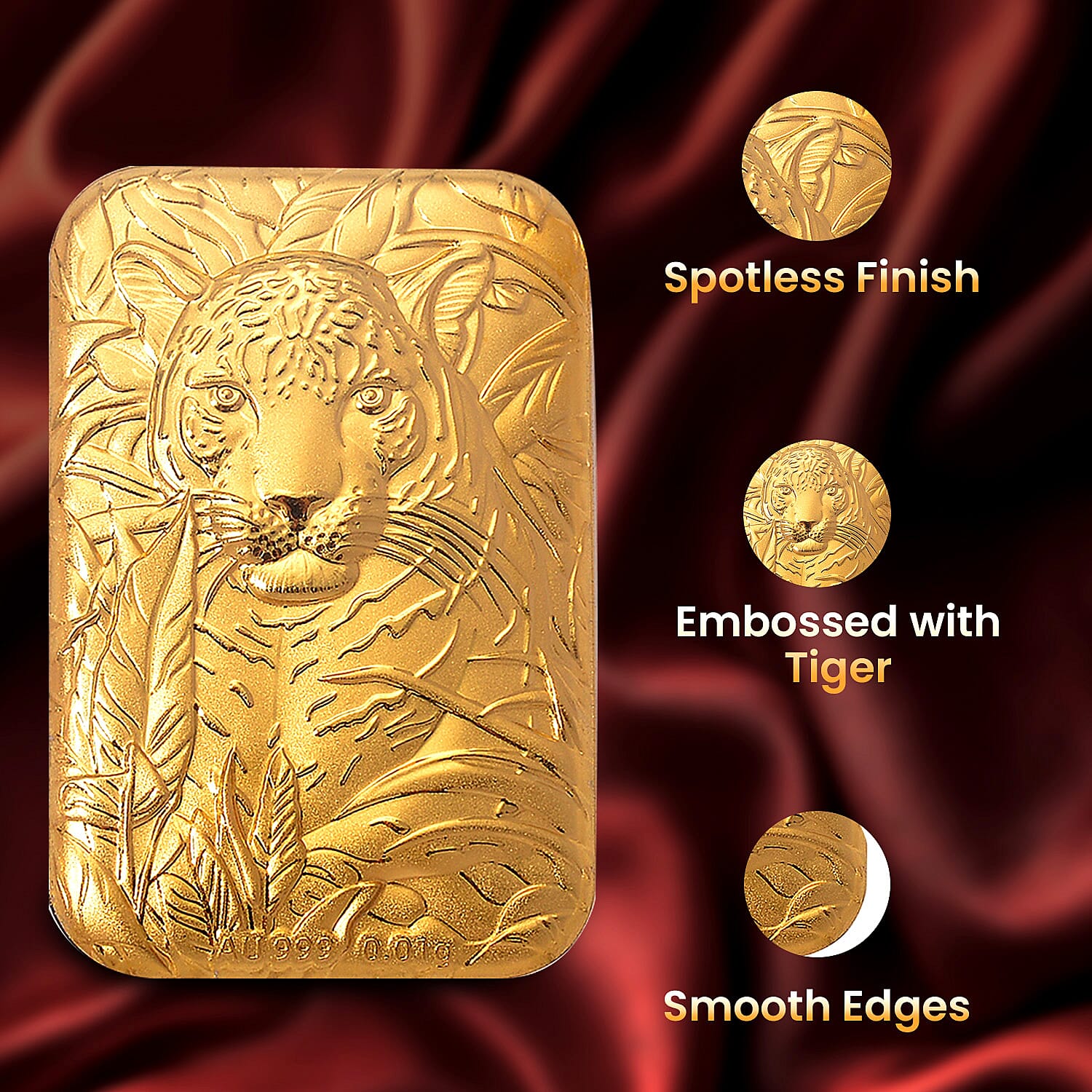 24K Yellow Gold (99.9% Purity) Leopard Embossed