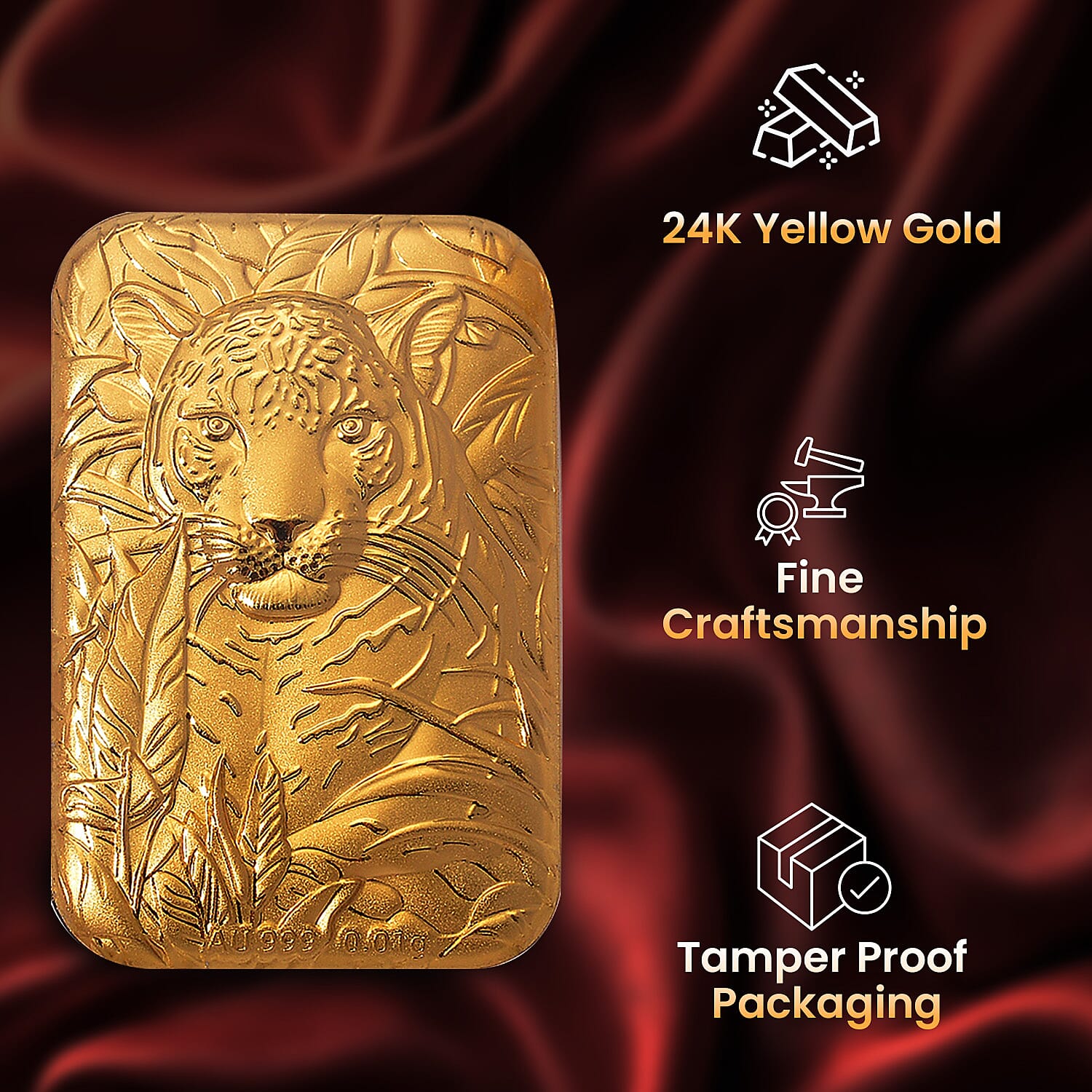 24K Yellow Gold (99.9% Purity) Leopard Embossed 24K Yellow Gold (99.9% Purity) Leopard Embossed