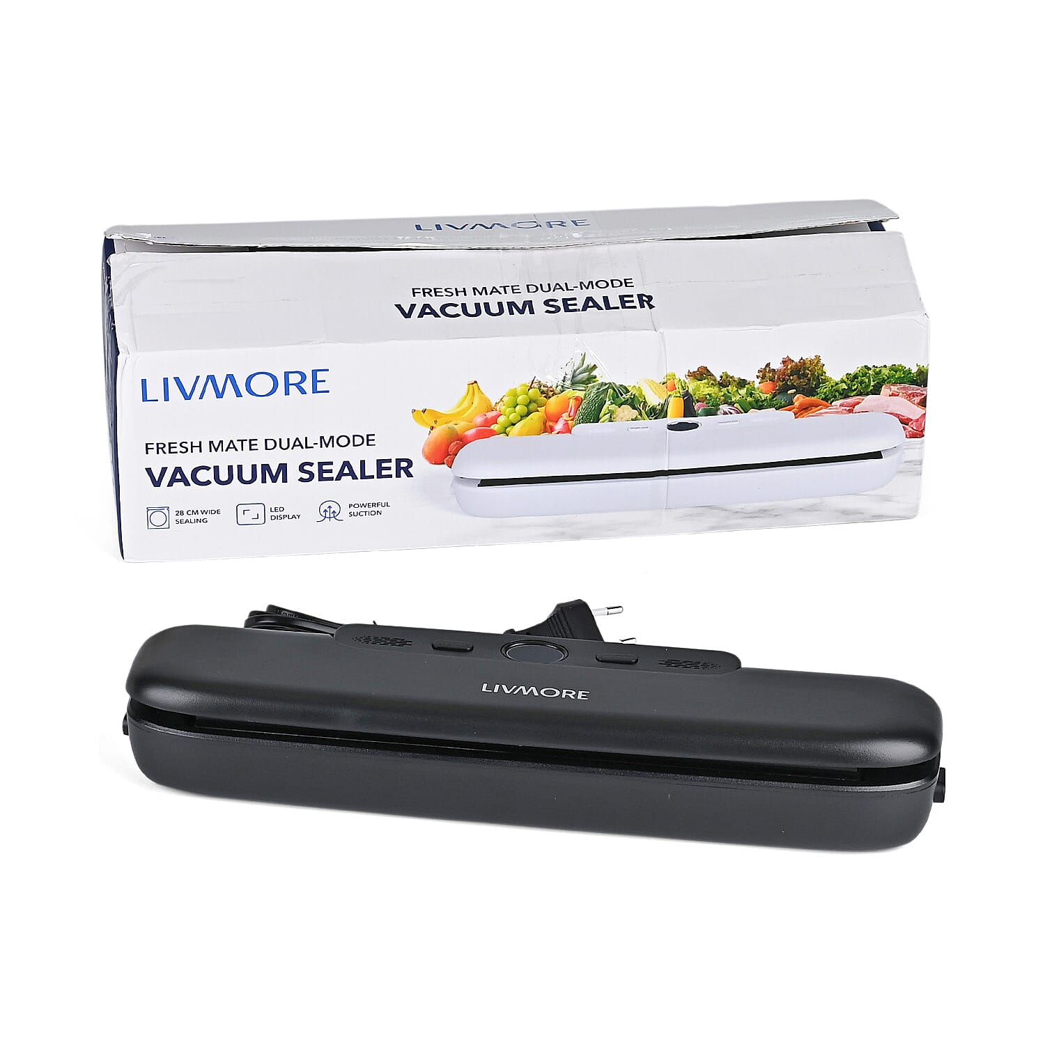 MONEY SAVER - Vacuum Sealer - Vacuum Bags - Keep Food Fresh for Longer 28cm Seal - Black & White