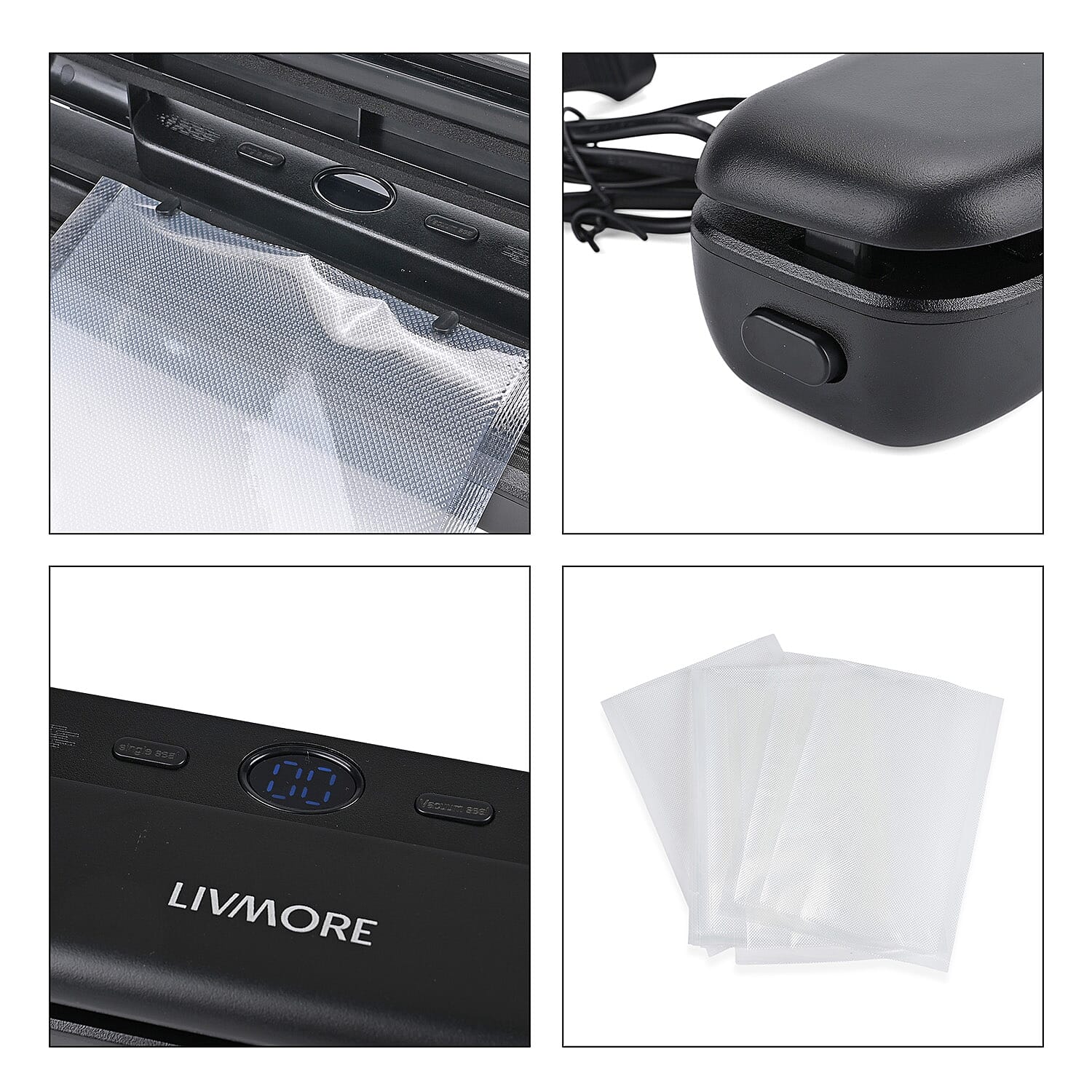 MONEY SAVER - Vacuum Sealer - Vacuum Bags - Keep Food Fresh for Longer 28cm Seal - Black & White