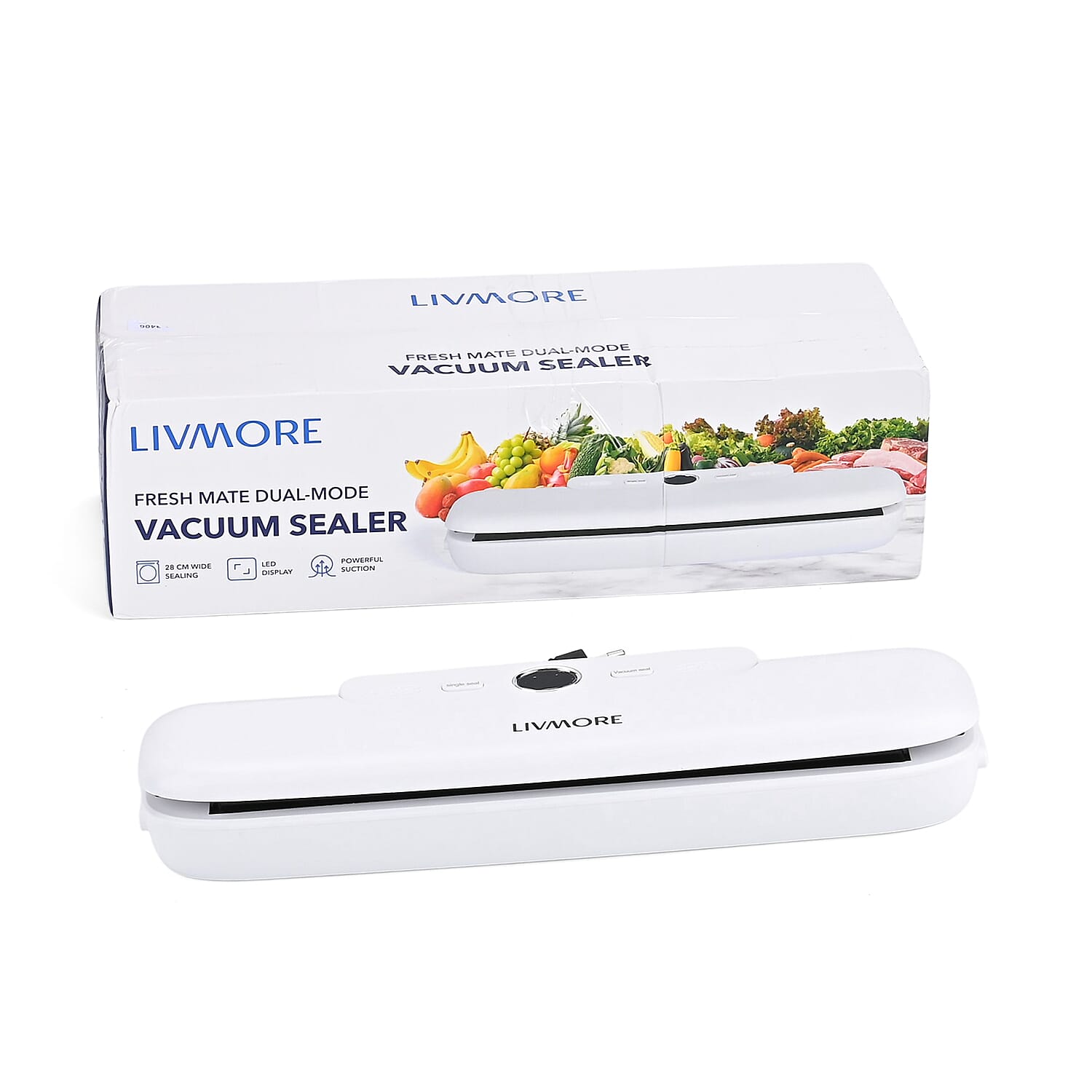 MONEY SAVER - Vacuum Sealer - Vacuum Bags - Keep Food Fresh for Longer 28cm Seal - White & White