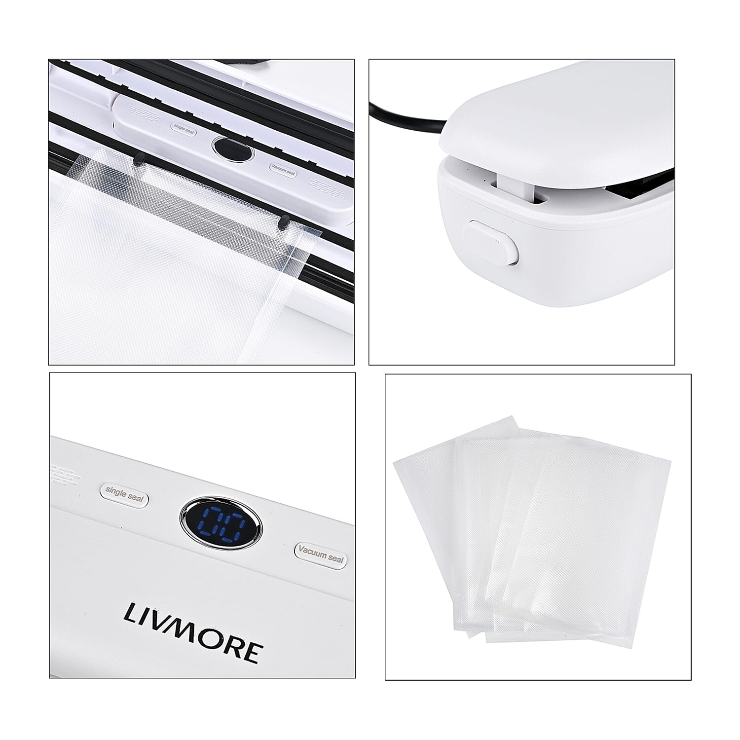 MONEY SAVER - Vacuum Sealer - Vacuum Bags - Keep Food Fresh for Longer 28cm Seal - White & White