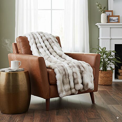 SIGNATURE LUXE SUPERSOFT BLANKET - HUSH HAVEN Double Layer 800 GSM Bubble Pattern Ultra soft Faux Fur Blanket (200 x 150 cm) - Winter Ivory