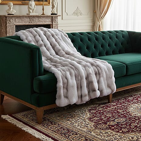 SIGNATURE LUXE SUPERSOFT BLANKET - HUSH HAVEN Double Layer 800 GSM Bubble Pattern Ultra soft Faux Fur Blanket (200 x 150 cm) - Winter Ivory