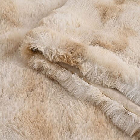SIGNATURE LUXE SUPERSOFT BLANKET - HUSH HAVEN Double Layer 800 GSM Bubble Pattern Ultra soft Faux Fur Blanket (200 x 150 cm) - Warm Beige