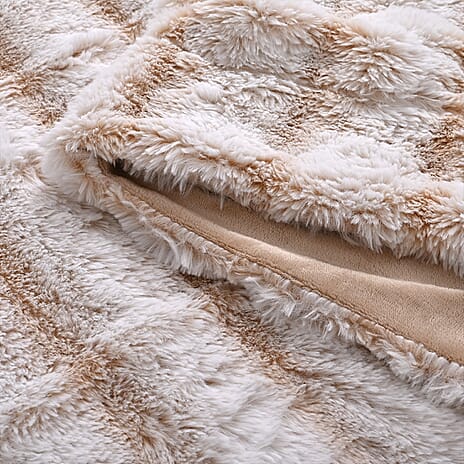 Hush Haven Luxury Double Layer Faux Fur Reversible Blanket  - White - Beige