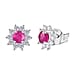 African Ruby & White Zircon Cluster Earring Sterling Silver 1.40 Ct.
