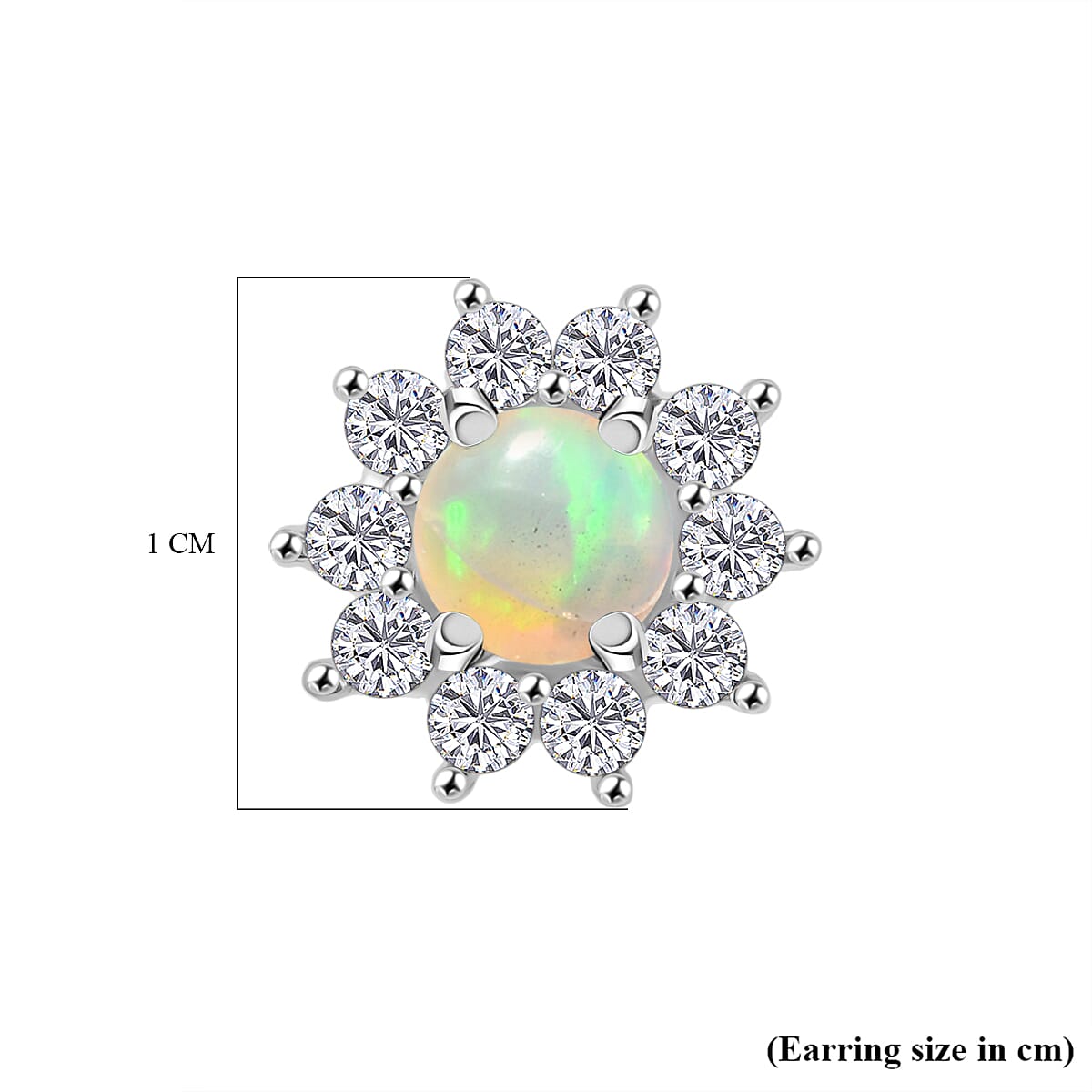 Ethiopian Opal & White Zircon Earring Sterling Silver
