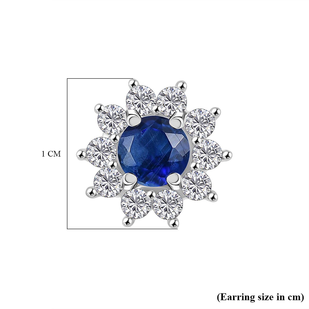 Kyanite & White Zircon Cluster Earring Sterling Silver 1.36 Ct.