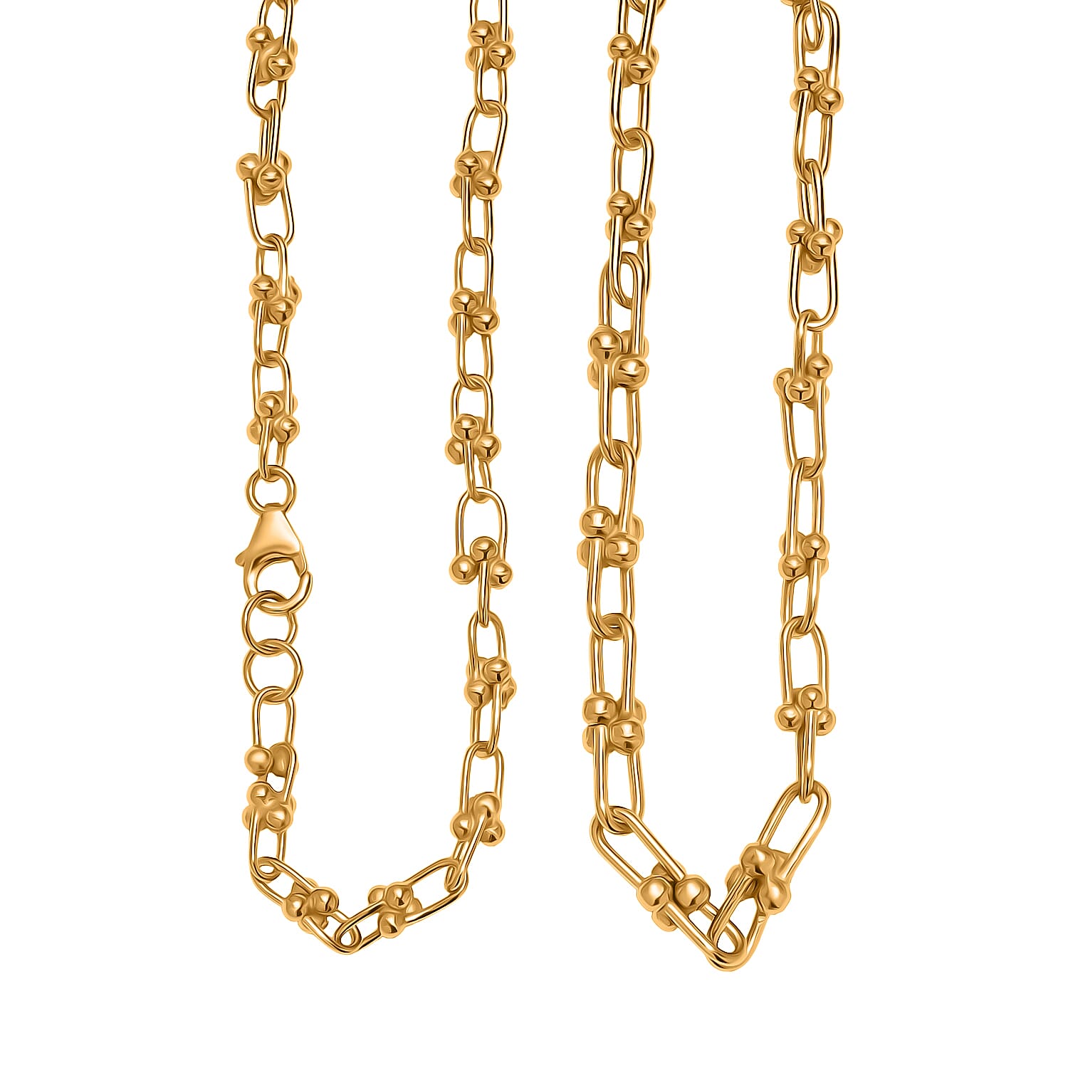 Exclusive Close Out Deal - 22K Yellow Gold Overlay Sterling Silver Industrial Link Necklace (Size - 20) (Limited Stock Only)