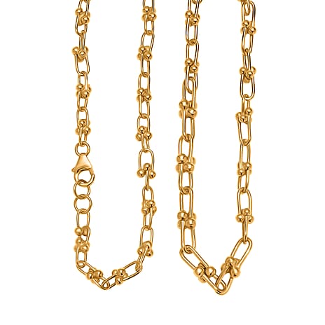 Exclusive Close Out Deal - 22K Yellow Gold Overlay Sterling Silver Industrial Link Necklace (Size - 20) (Limited Stock Only)