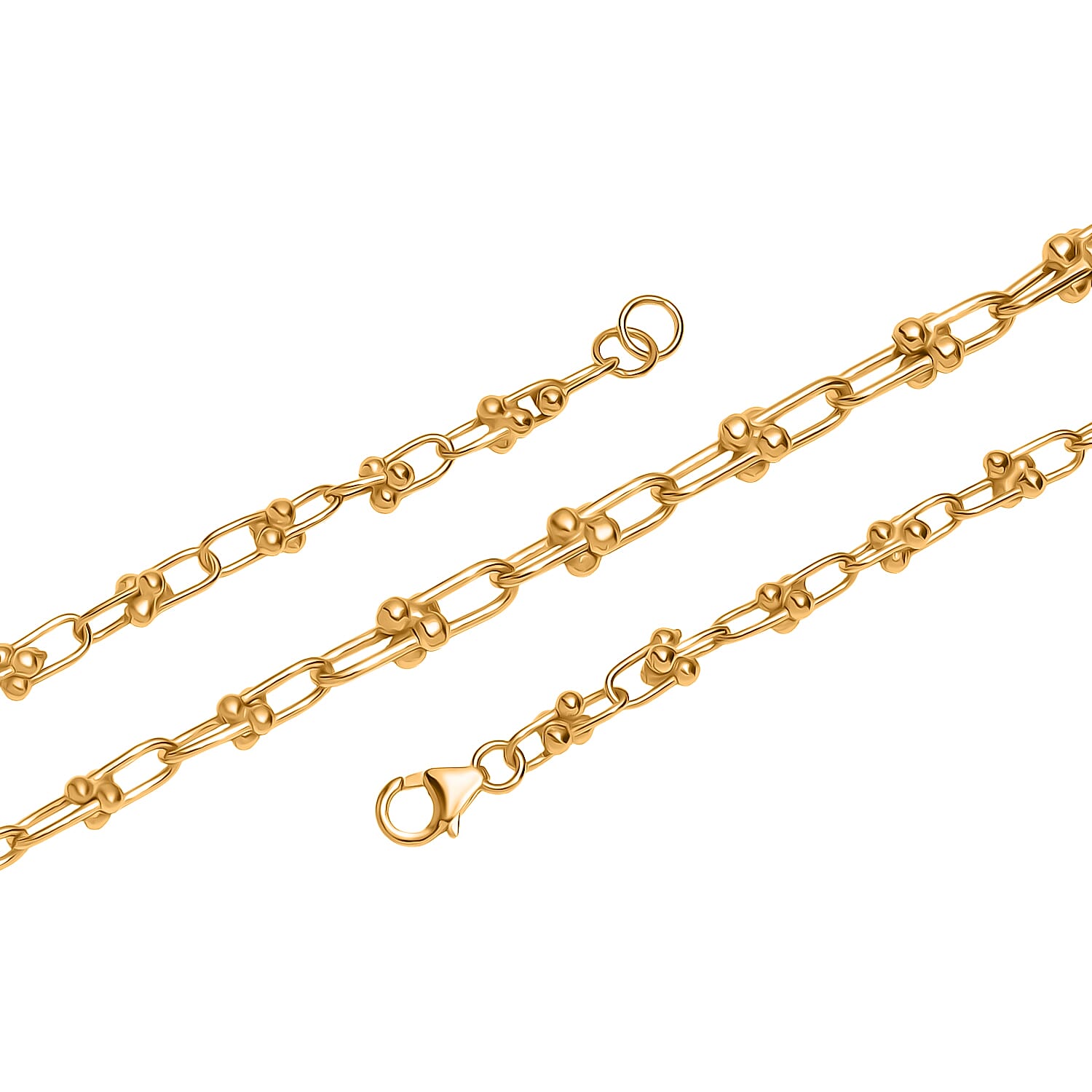 Exclusive Close Out Deal - 22K Yellow Gold Overlay Sterling Silver Industrial Link Necklace (Size - 20) (Limited Stock Only)