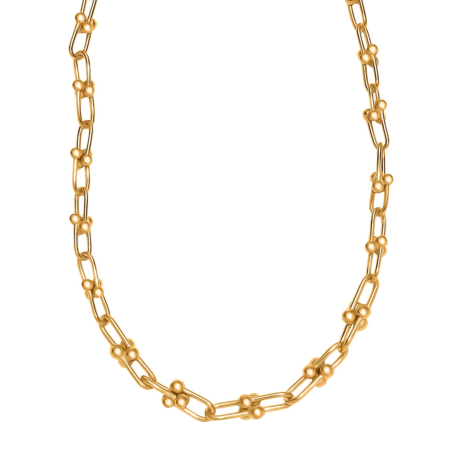 Exclusive Close Out Deal - 22K Yellow Gold Overlay Sterling Silver Industrial Link Necklace (Size - 20) (Limited Stock Only)