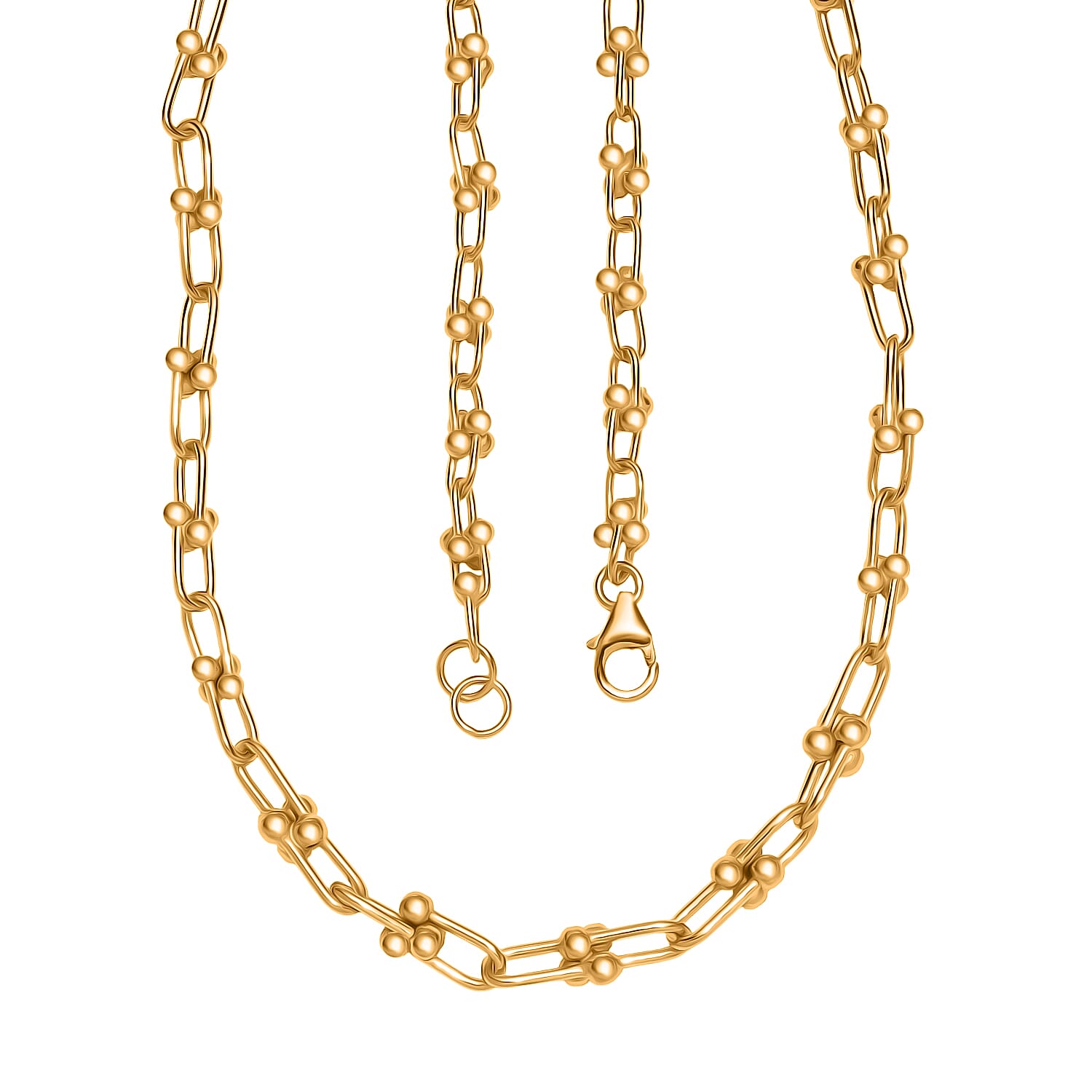 Exclusive Close Out Deal - 22K Yellow Gold Overlay Sterling Silver Industrial Link Necklace (Size - 20) (Limited Stock Only)