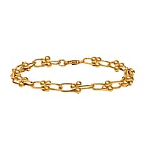Designer Inspired - Handmade 22K Yellow Gold Plated Sterling Silver Industrial Bracelet (Size - 7.5) with Lobster Clasp.