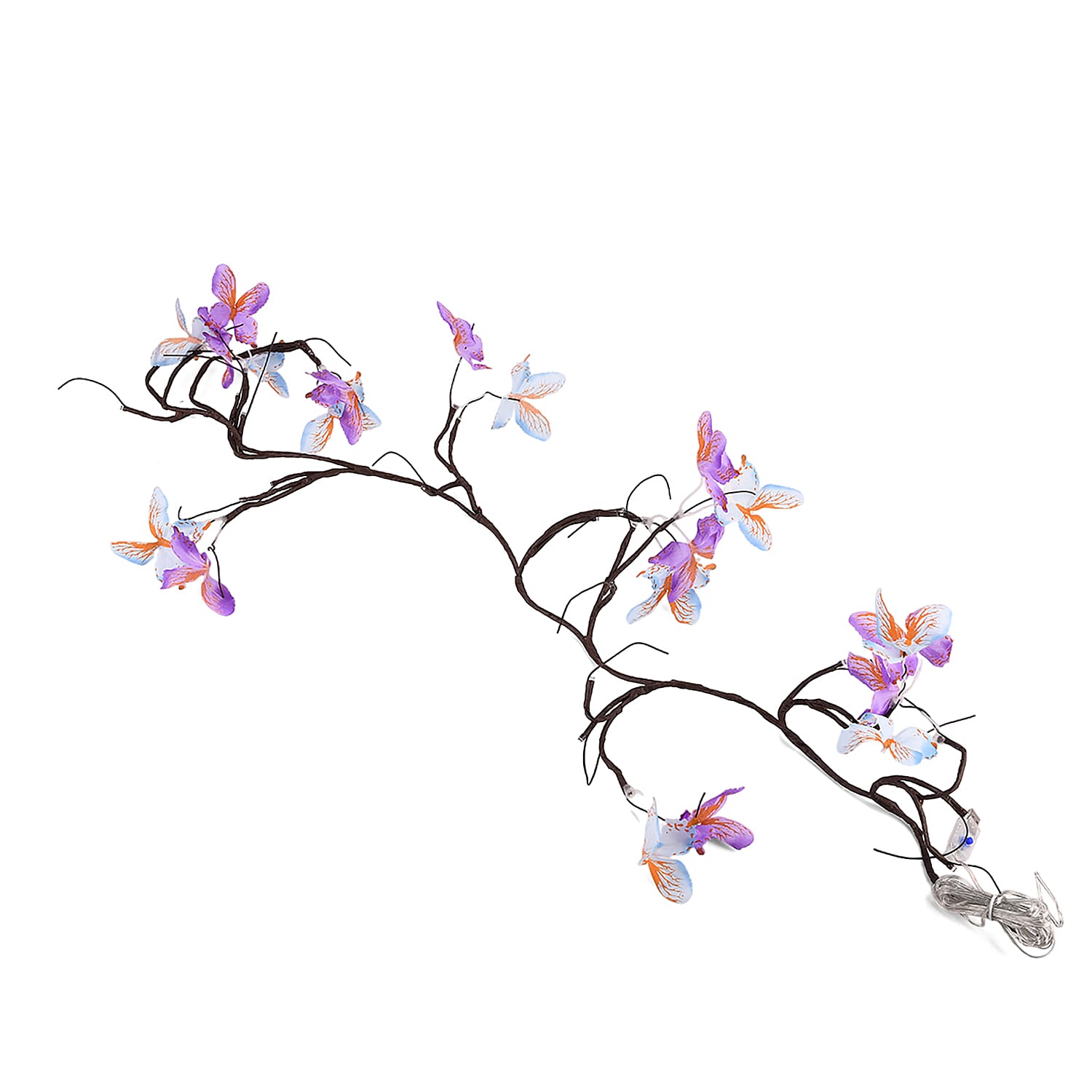 Butterfly Vine LED String Lights with 8-Function USB - Blue & Purple