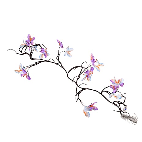Butterfly Vine LED String Lights with 8-Function USB - Blue & Purple