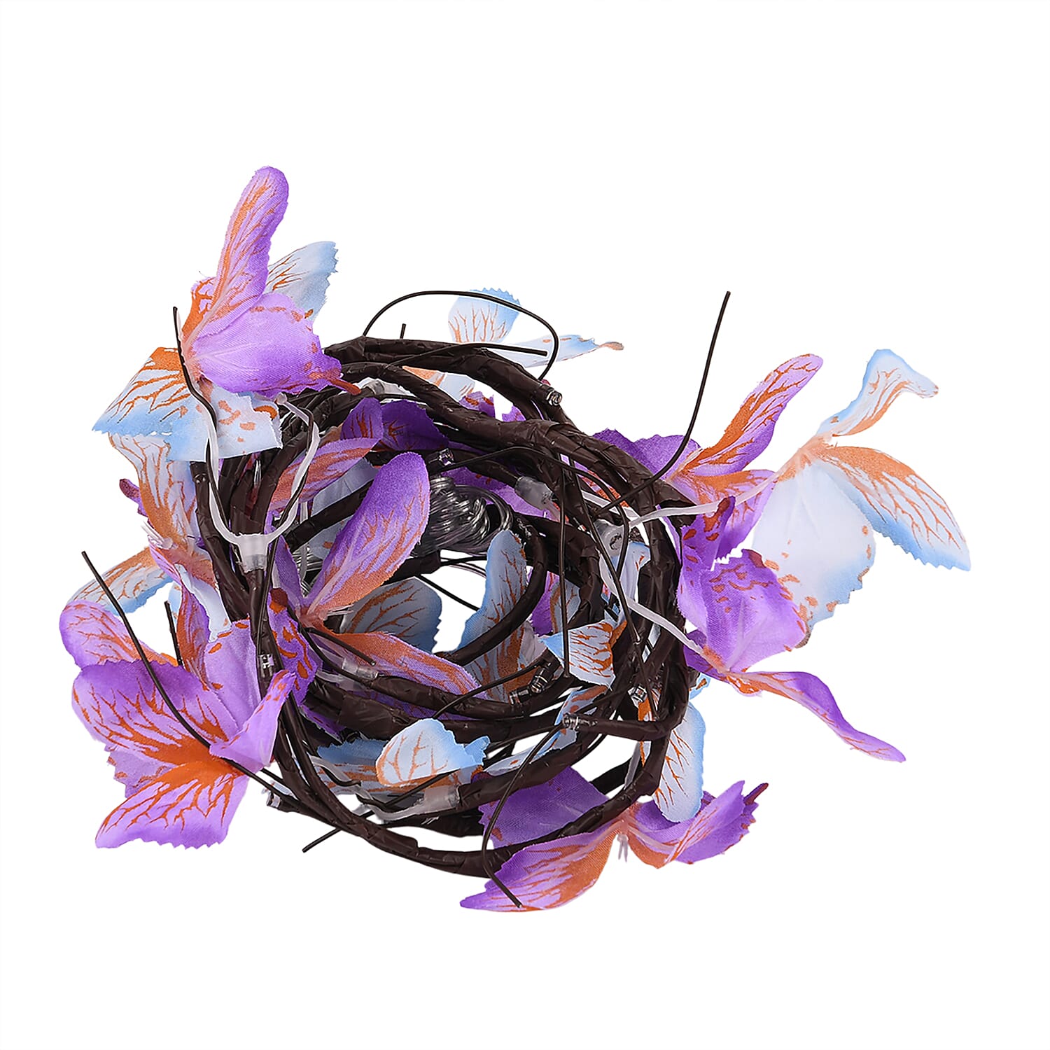 Butterfly Vine LED String Lights with 8-Function USB - Blue & Purple