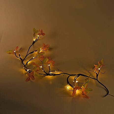 Butterfly Vine LED String Lights with 8-Function USB - Yellow & Pink
