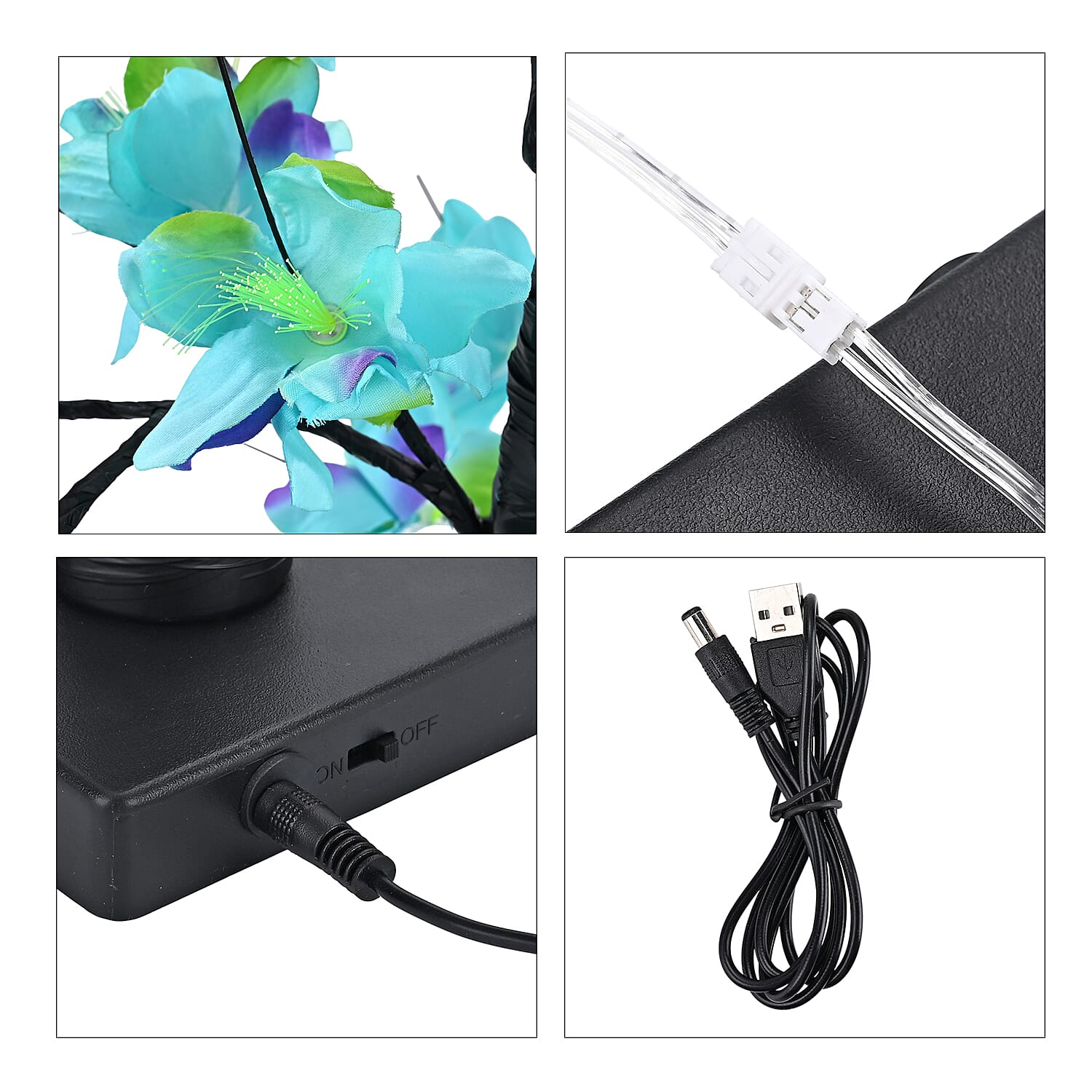 Warm Light Maple Tree with Timer - USB - Turquoise - Purple